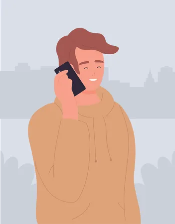 Hombre hablando por teléfono  Ilustración