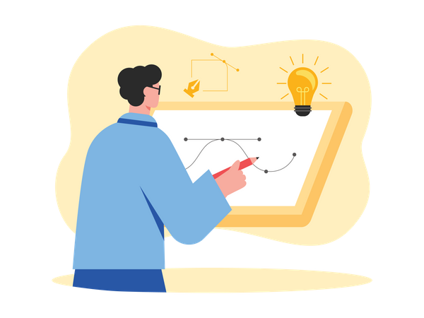 Hombre haciendo arte NFT usando inspiración  Ilustración