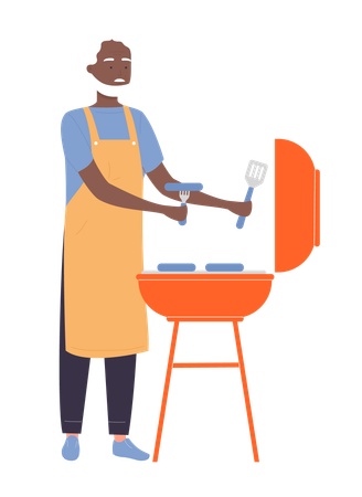 Hombre haciendo barbacoa  Illustration