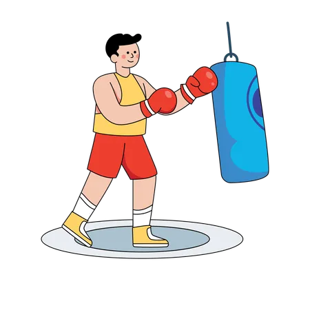 Hombre haciendo boxeo  Ilustración