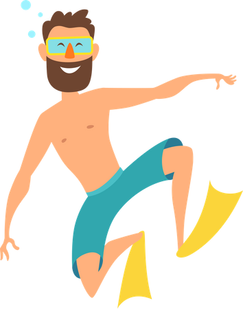 Hombre haciendo buceo  Ilustración