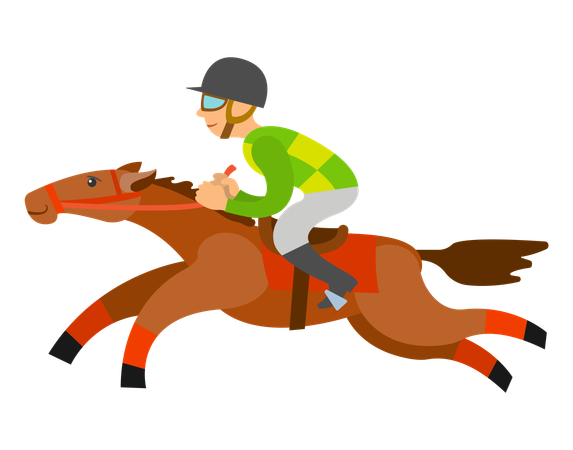 Hombre haciendo carreras de caballos  Ilustración