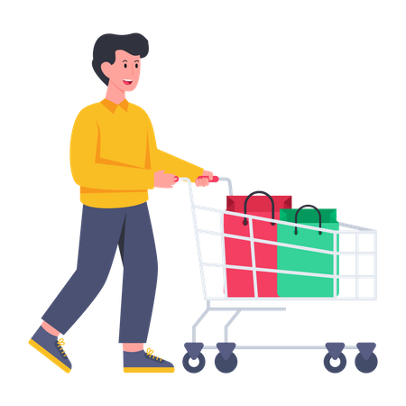 Hombre haciendo compras  Ilustración