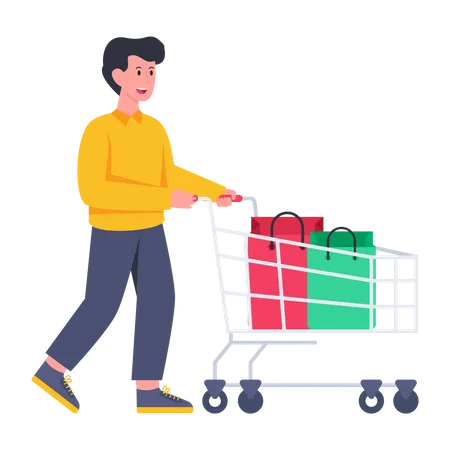 Hombre haciendo compras  Ilustración