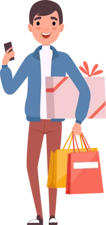 Hombre haciendo compras  Ilustración