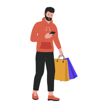 Hombre haciendo compras  Ilustración