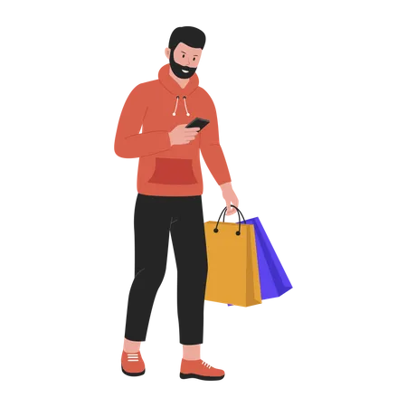 Hombre haciendo compras  Ilustración