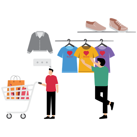 Hombre haciendo compras de moda  Ilustración