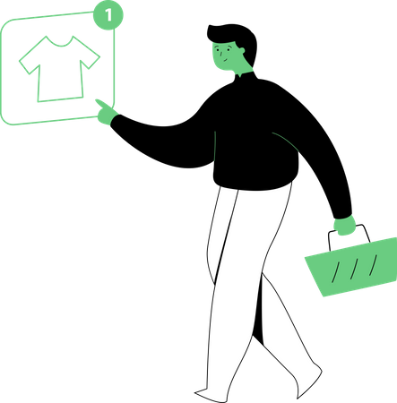 Hombre haciendo compras de ropa en línea  Ilustración