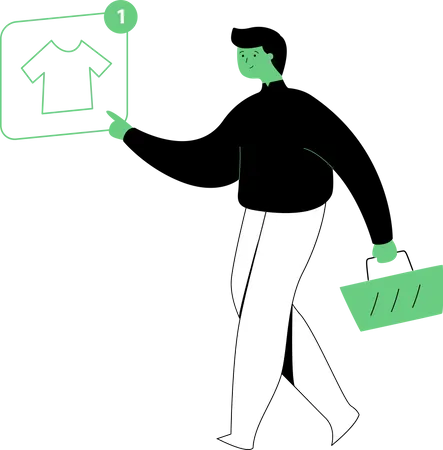 Hombre haciendo compras de ropa en línea  Ilustración