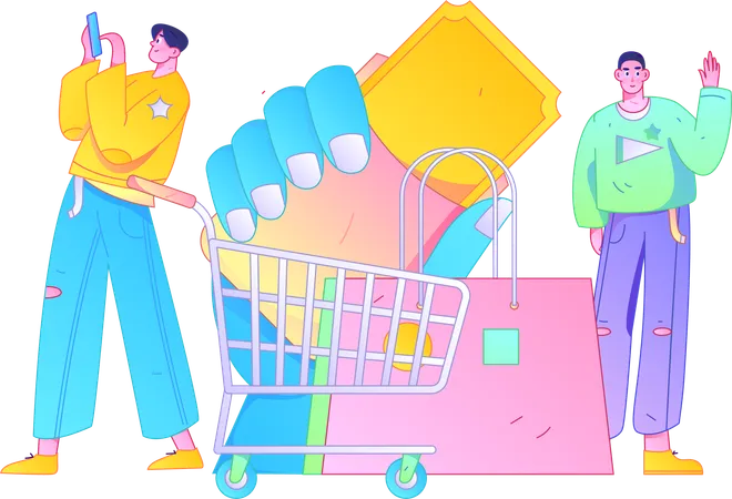 Hombre haciendo compras digitales  Ilustración