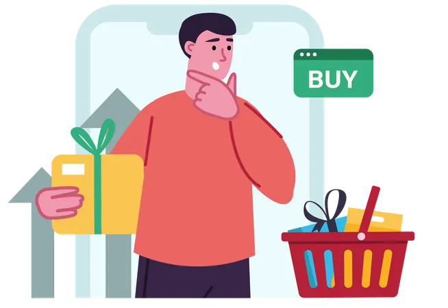 Hombre haciendo compras en línea  Illustration