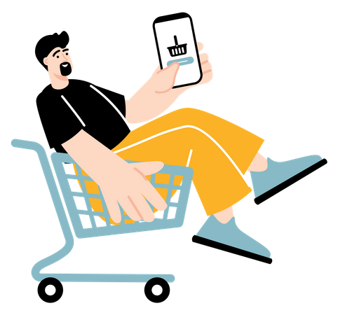 Hombre haciendo compras en línea  Ilustración