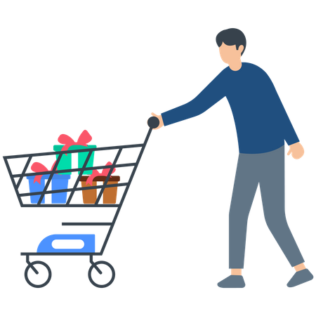 Hombre haciendo compras en oferta de viernes negro  Ilustración