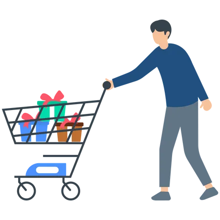 Hombre haciendo compras en oferta de viernes negro  Ilustración