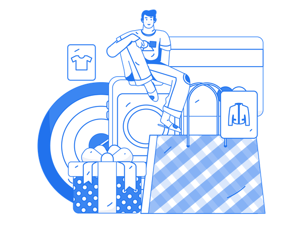 Hombre haciendo compras móviles  Illustration