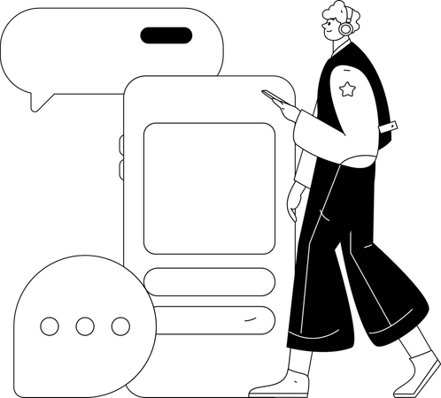 Hombre haciendo comunicación en redes sociales  Ilustración