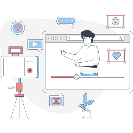 Hombre haciendo contenido de video  Illustration