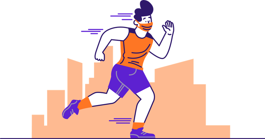 Hombre haciendo carrera matutina  Ilustración