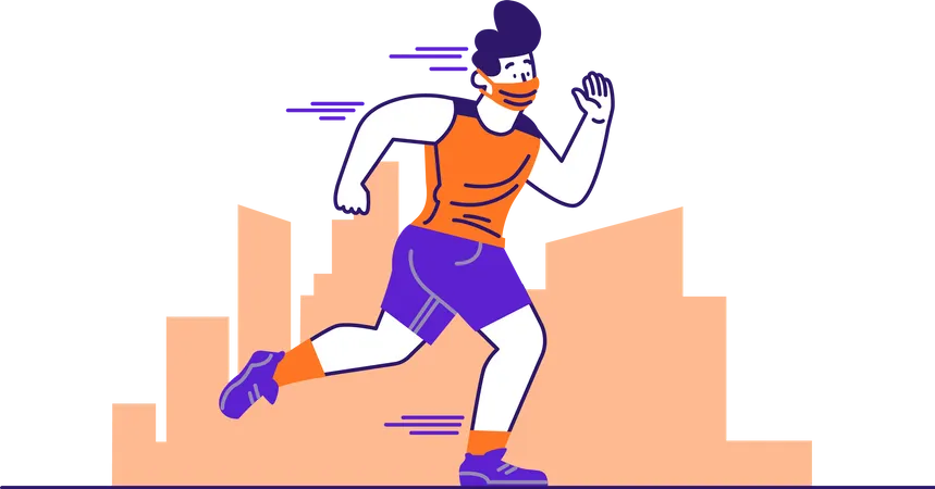 Hombre haciendo carrera matutina  Ilustración