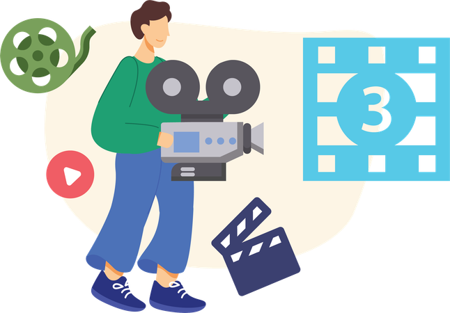 Hombre haciendo cuenta regresiva de cine  Ilustración