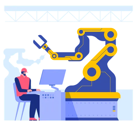 Hombre haciendo diagnóstico de la máquina  Ilustración