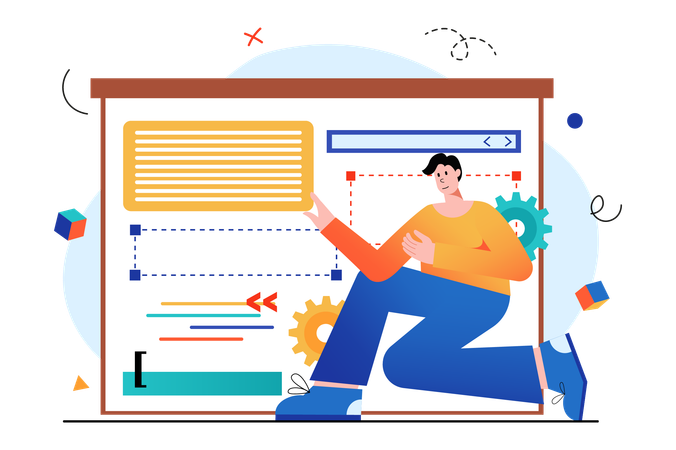 Hombre haciendo diseño de sitios web  Ilustración
