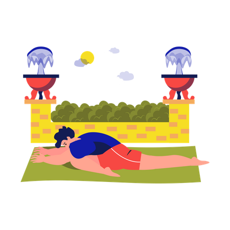 Hombre haciendo yoga cisne dormido  Ilustración