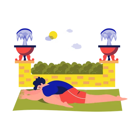 Hombre haciendo yoga cisne dormido  Ilustración