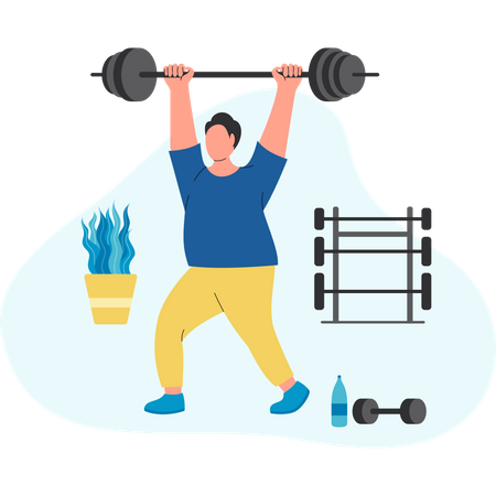 Hombre haciendo ejercicio con barra  Ilustración