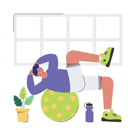 Hombre haciendo ejercicio con pelota  Illustration