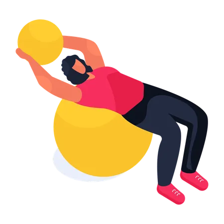 Hombre haciendo ejercicio con pelota  Ilustración