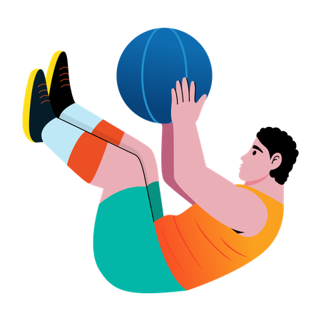 Hombre haciendo ejercicio con pelota  Ilustración