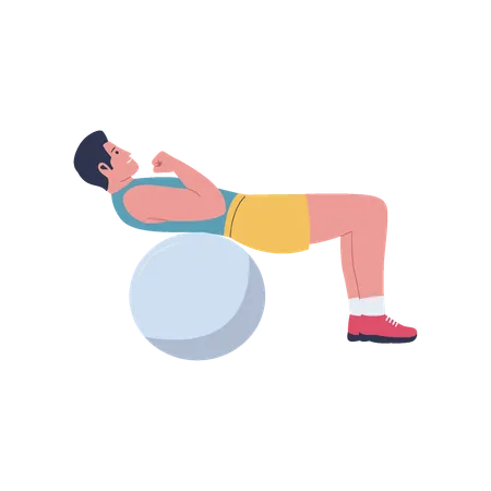 Hombre haciendo ejercicio con pelota de gimnasia  Ilustración