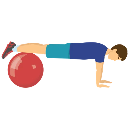 Hombre haciendo ejercicio con pelota de gimnasia  Ilustración