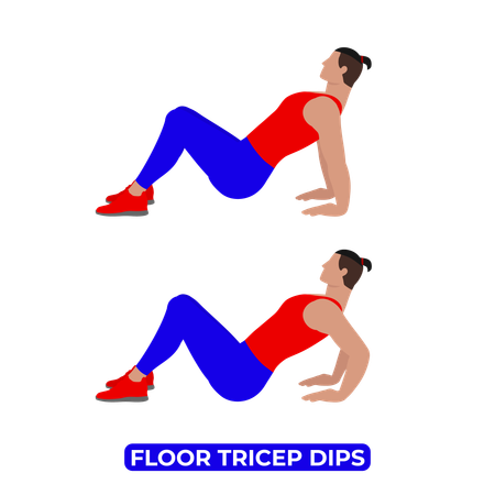 Hombre haciendo ejercicios de fondos de tríceps en el suelo  Ilustración