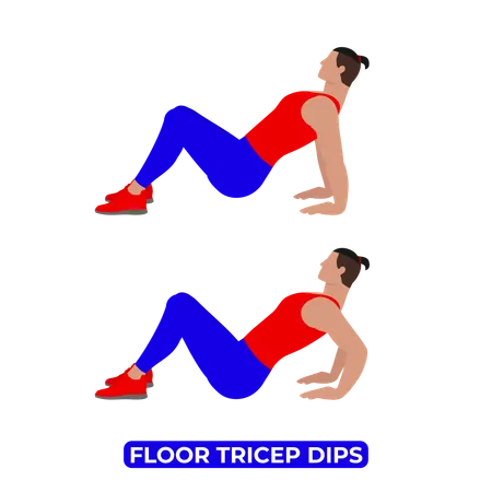 Hombre haciendo ejercicios de fondos de tríceps en el suelo  Ilustración