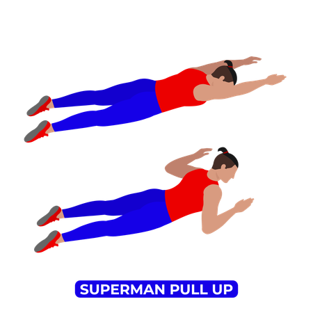 Hombre haciendo ejercicio de dominadas de Superman  Ilustración