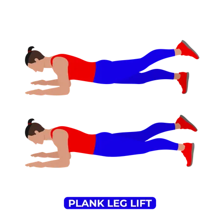 Hombre haciendo ejercicio de elevación de piernas en plancha  Ilustración