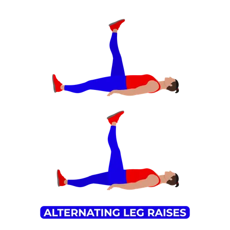 Hombre haciendo ejercicio de elevación de piernas alternas  Ilustración