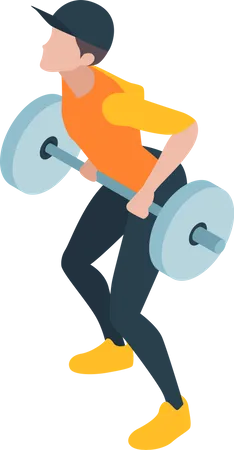 Hombre haciendo ejercicio de espalda con barra  Ilustración