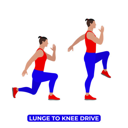 Hombre haciendo ejercicio de estocada con rodilla  Ilustración