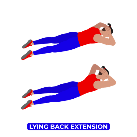 Hombre haciendo ejercicio de extensión de espalda acostada  Ilustración