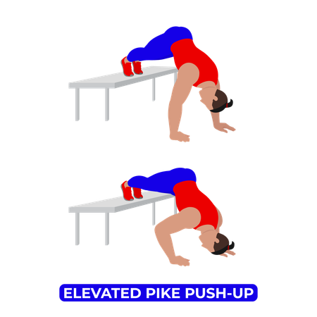 Hombre haciendo ejercicio de flexión de pica elevada  Ilustración