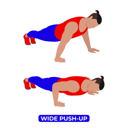 Hombre haciendo ejercicio de flexiones amplias  Ilustración
