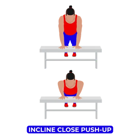 Hombre haciendo ejercicio inclinado cerca Push Up  Ilustración