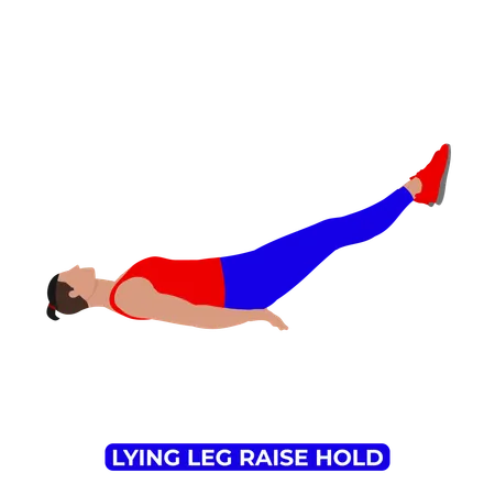 Hombre haciendo ejercicio de sujeción de elevación de pierna acostado  Ilustración