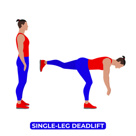 Hombre haciendo ejercicio de peso muerto con una sola pierna  Ilustración