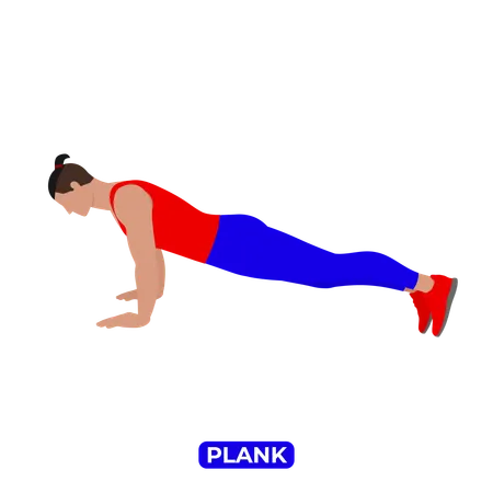 Hombre haciendo ejercicio de plancha.  Ilustración
