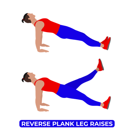 Hombre haciendo ejercicio de elevación de piernas en plancha inversa  Ilustración